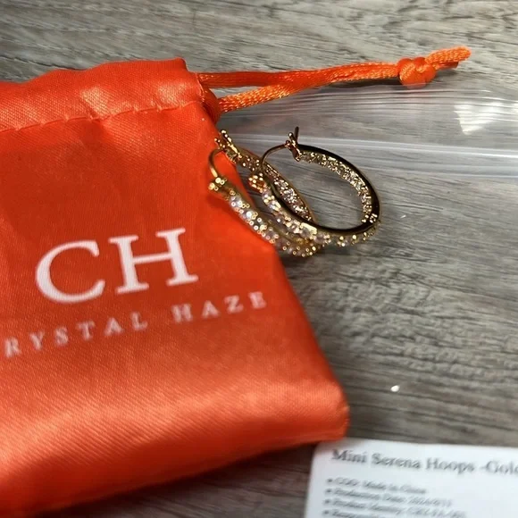 Crystal Haze Gold Mini Serena Hoops - Picture 5 of 12